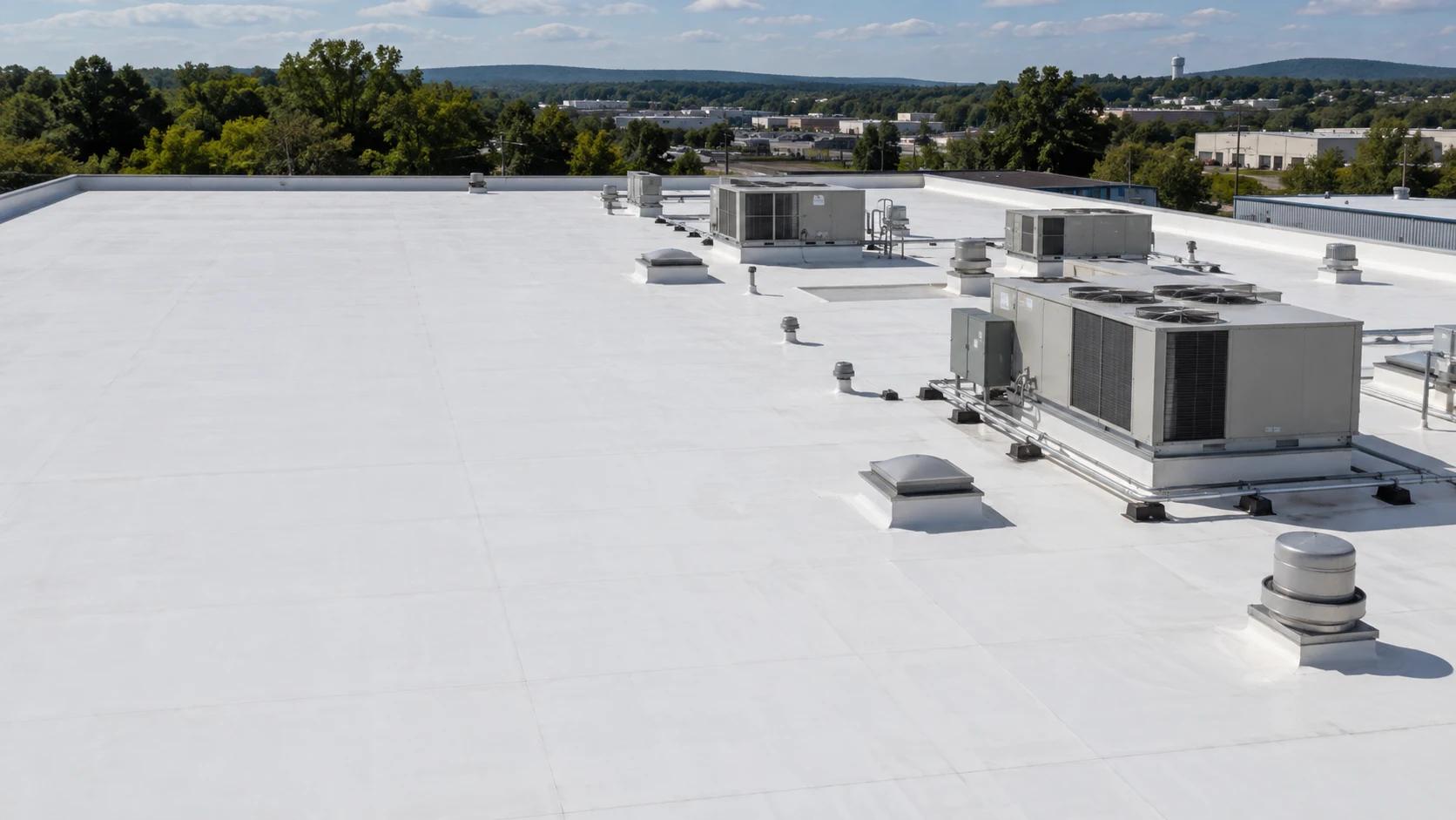 Illustration of commercial roof conditions and work
